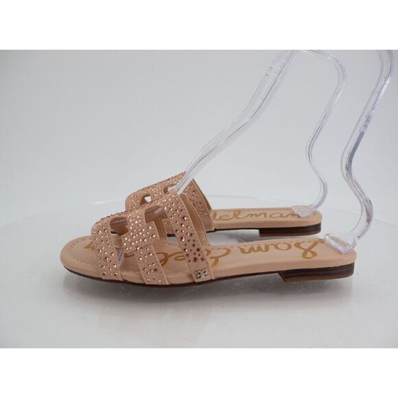 Sam Edelman Bay Gem Flat Slide Sandals Pink Rhinestone Size 8.5M Suede Slip On - Picture 4 of 11
